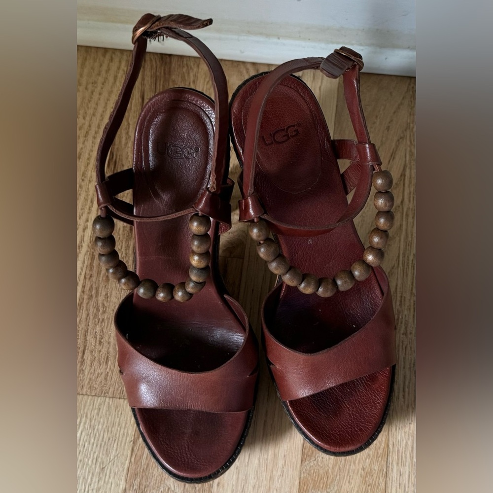 Ugg Brown Leather Platform Heels - image 2